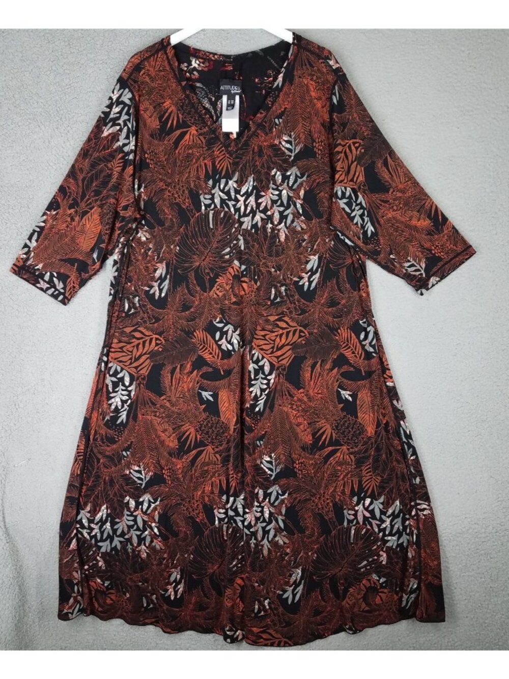 Attitudes By Renee Maxi Dress Women's 3X Petite Reversible Travel Comfort Fall